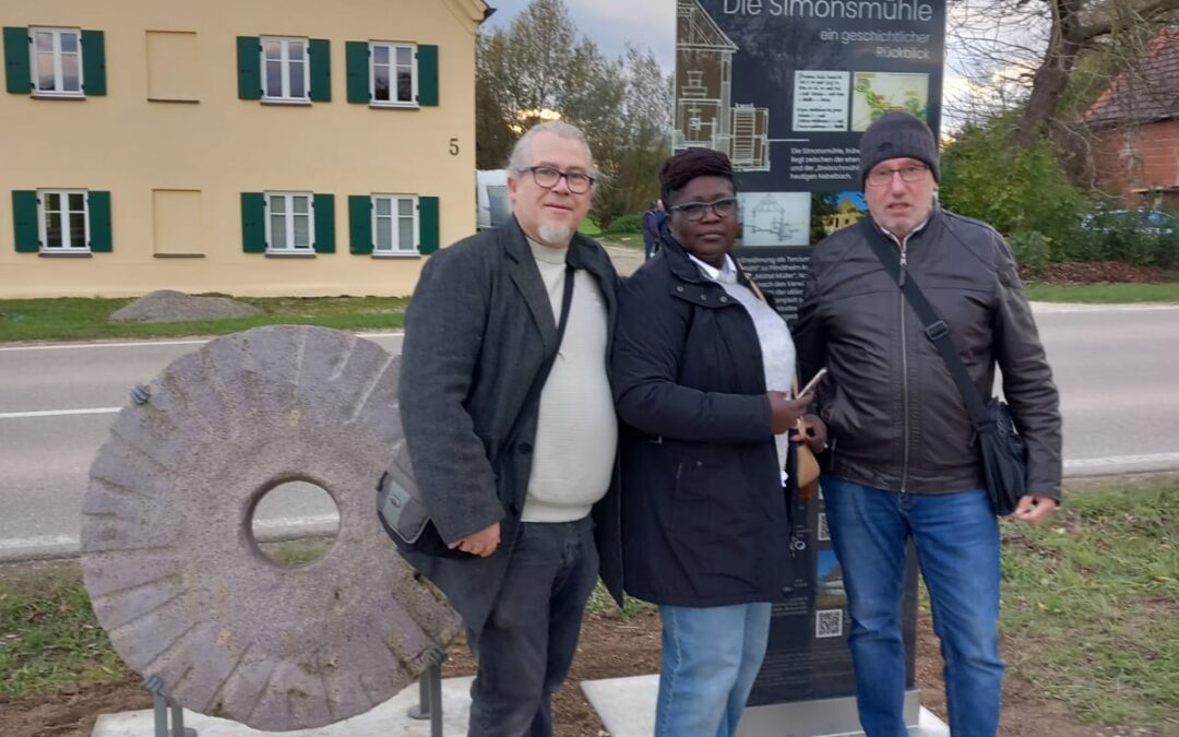 Infostele zur historischen Simonsmühle in Blindheim