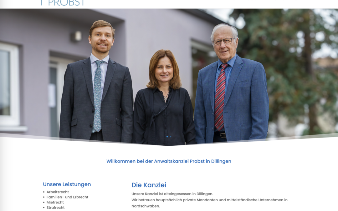 Webseite Redesign für die Anwaltskanzlei Probst in Dillingen
