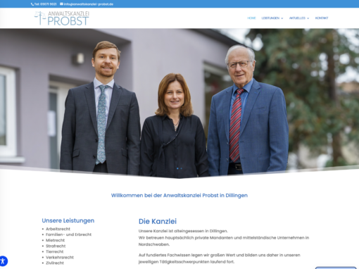 Webseite Redesign für die Anwaltskanzlei Probst in Dillingen